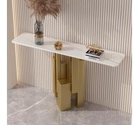 Mesa Consola Moderna con una Creativa Base de Metal, Mesa de Sofá Detrás del Sofá, Consola de Entrada Industrial, Acento para Pasillo Sala de Estar(Gold 2,100cm/39.4in)