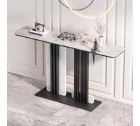 Mesa consola moderna - Escritorio de sofá de entrada con base de metal, marco rectangular de hierro para sala de estar, pasillo, vestíbulo y oficina - Diseño elegante y funcional