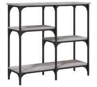 Mesa consola moderna estrecha con estantes, estante de madera y marco de metal para entrada, efecto roble marrón, 80 x 29 x 75 cm, compuesto de madera