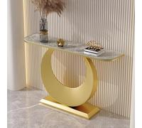 Mesa Consola Moderna Estrecha En Forma De Media Luna Con Tablero De Piedra Mesa Lateral Para Sofá O Pasillo Mesa De Entrada Con Base De Metal, Para Salón Recibidor.(G,150x30x80cm/59.1x11.8x31.5in)