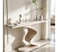 Mesa consola moderna, mesa estrecha para recibidor con superficie de piedra sinterizada, mesa auxiliar artística para pasillo, vestíbulo y sala de estar(White-A,150cm/59.1in)