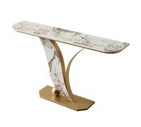 Mesa Consola Moderna, Mesa Estrecha Y Larga Para Recibidor Con Base De Metal, Mesa Auxiliar Para Sofá Con Estantes De Almacenamiento, Ideal Para Entrada, Sala De Estar, Dormitorio(Gold-C,150x30x80 cm)