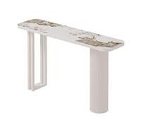 Mesa consola moderna y estrecha con losa de roca para entrada, para pasillo, vestíbulo, elegante mesa de sofá para sala de estar/dormitorio, 31.5 pulgadas, diseño marrón beige