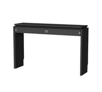 Mesa Consola Negra Estrecha 120 cm con Cajones, Madera de Fresno FAS, Incrustaciones de Vidrio Gris, Mesa Recibidor Moderna, Consola Pasillo para Entrada, Salón
