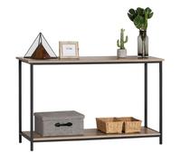 Mesa consola recibidor color negro y roble lofi, mueble entrada recibidor, 2 estantes 106x81x35 cm