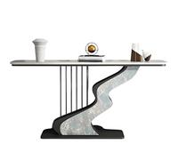 Mesa Consola Recibidor con Tablero de Piedra de Lujo, Diseño Nórdico Moderno y Simple, Mesa Semicircular Decorativa para Sala de Estar o Pasillo(Green,100 * 30 * 80cm)