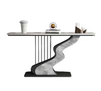 Mesa Consola Recibidor con Tablero de Piedra de Lujo, Diseño Nórdico Moderno y Simple, Mesa Semicircular Decorativa para Sala de Estar o Pasillo(Gray,100 * 30 * 80cm)