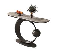 Mesa Consola Recibidor,Consola Decorativa Moderna de Hierro con Tablero de losa de Roca, Muebles Auxiliar Sencilla Estrecha,Extremo del SofÁ,para Vestíbulo,Salón,Pasillo,Dormitorio(Gray+Black,120cm)