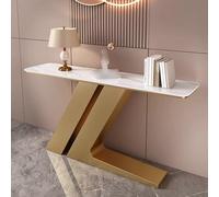 Mesa Consola Recibidor de Pizarra de Lujo, Mesa Consola Sencilla, Soporte de Hierro Fundido, Adecuada para Vestíbulo, Pasillo, Sala de Estar, Dormitorio, Hotel(Gold,100x30x80cm/39x12x31in)