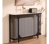 Mesa Consola Recibidor Estrecha for Entrada, Mueble Auxiliar de Metal | Sintered Stone, Diseño Estrecho, Entrada Recibidor, Pies Ajustables, Decorativo(Nero,80cm/31.5in)