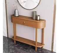 Mesa consola rústica de madera marrón con cajones para cocina, pasillo, comedor, sala de estar, mesa de entrada semicircular ultra estrecha y pequeña