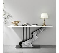 Mesa consola semicircular, armario decorativo moderno montado en la pared, pieza de arte de entrada de piedra sinterizada para vestíbulo, elegante diseño minimalista