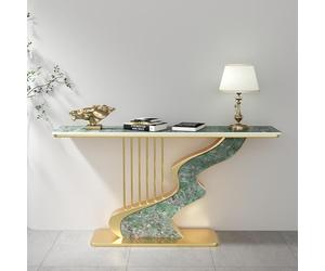 Mesa consola semicircular, armario decorativo moderno montado en la pared, pieza de arte de entrada de piedra sinterizada para vestíbulo, elegante diseño minimalista