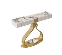 Mesa consola semicircular con cajones almacenamiento, mesa auxiliar moderna y lujosa para la entrada, base metálica robusta en forma lágrima, mesa estrecha para sofá(Gold+Yellow,80cm/31.4in)