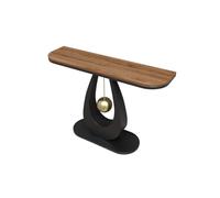 Mesa consola semicircular con mesa de piedra y base de marco de metal para entrada, pasillo o sala de estar