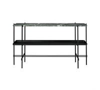 GUBI Mesa consola TS 120x30x72 cm Green guatemala marble. base negra. con bandeja
