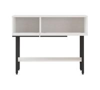 [en.casa] Mueble Recibidor Vesanto con 2 Compartimentos Cerrados y 1 Estante Consola Mesa de Entrada con 2 Puertas Abatibles Aglomerado Metal 100x30x76 cm - Blanco