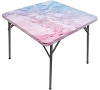 Mesa cuadrada de mármol, líneas de grietas nubladas en tonos pastel, diseño desgastado antiguo, adecuado para sala de estar, dormitorio, mantel cuadrado de mesa de café, se adapta a mesas cuadradas de