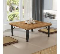 Mesa cuadrada japonesa plegable baja multifuncional, mesa de centro para sala de estar, ventana de bahía, escritorio compacto para computadora, mesa pequeña Kang, color rojo y marrón
