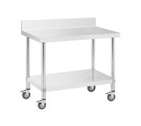 Mesa de acero inoxidable con ruedas - PREMIUM - 60 x 100 cm - 155 kg - antisalpique - Royal Catering