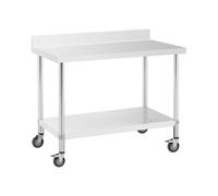 Royal Catering RCAT-12060-WS - Mesa de Trabajo con Ruedas Auxiliar, Bandeja con Ruedas (60 x 120 cm, 158 kg)