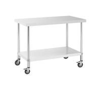 Mesa de acero inoxidable con ruedas - PREMIUM - 60 x 120 cm - 158 kg - Royal Catering