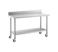Royal Catering RCAT-150/60-WS - Mesa de trabajo con ruedas (60 x 150 cm, 160 kg)
