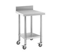Mesa de acero inoxidable con ruedas - PREMIUM - 60 x 60 cm - 120 kg - antisalpique - Royal Catering
