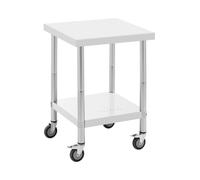 Royal Catering RCAT-60/60-W - Mesa de trabajo de acero inoxidable con ruedas (60 x 60 cm, capacidad de carga de 120 kg)