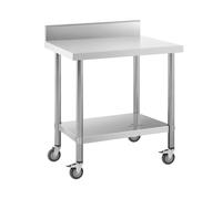 Mesa de acero inoxidable con ruedas - PREMIUM - 60 x 80 cm - 135 kg - antisalpique - Royal Catering