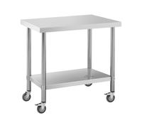 Royal Catering RCAT-90/60-W - Mesa de trabajo con ruedas (60 x 90 cm, 145 kg, con ruedas, mesa de trabajo sobre ruedas, ruedas