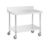 Mesa de acero inoxidable con ruedas - PREMIUM - 70 x 100 cm - 155 kg - antisalpique - Royal Catering