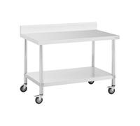 Royal Catering RCAT-120/70-WS - Mesa de trabajo con ruedas y bordes redondeados, 70 x 120 cm, 158 kg, con ruedas, mesa de trabajo sobre ruedas