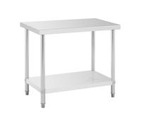 Royal Catering RCAT-100/60-NW Mesa de Trabajo de Acero Inoxidable (100 x 60 cm, Capacidad de Carga 250kg, Pies Ajustables, Acero Inoxidable)