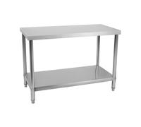 Royal Catering RCAT-100/60 Mesa de Trabajo Acero Inoxidable (100 x 60 cm, Dos superficies, Pies regulables, Capacidad de carga: 400 kg)