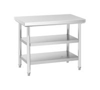 Royal Catering Mesa De Acero Inoxidable para Hostelería RCWT-100X60-3L-E (Capacidad de Carga: 500 kg, Superficie de 100 x 60 cm, 3 Niveles, Acero Inoxidable)