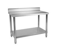 Royal Catering RCAT-120/60-N Mesa de Trabajo de Acero Inoxidable con Antisalpique (120 x 60 cm, Capacidad de carga 250kg, Pies ajustables, Acero inoxidable)