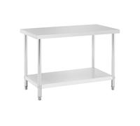 Royal Catering RCAT-120/60-NW Mesa de Trabajo de Acero Inoxidable (120 x 60 cm, Capacidad de Carga 250kg, Pies Ajustables, Acero Inoxidable)
