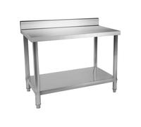Royal Catering RCAT-120/60-S Mesa de Trabajo Acero Inoxidable (120 x 60 cm, Dos superficies, Pies regulables, Anti salpique, Capacidad de carga: 400 kg)
