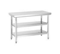 Royal Catering Mesa De Acero Inoxidable para Hostelería RCWT-120X60-3L-E (Capacidad de Carga máx.: 500 kg, Superficie de Trabajo: 120 x 60 cm, 3 Niveles)
