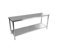 Royal Catering RCAT-200/60-NW Mesa de Trabajo de Acero Inoxidable (200 x 60 cm, Capacidad de Carga 250kg, Pies Ajustables, Acero Inoxidable)