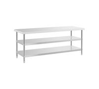 Royal Catering Mesa de Acero Inoxidable para Hostelería RCAT-200/70-PS3SH (Acero inoxidable, Capacidad de carga: 500 kg, 200 x 70 cm)
