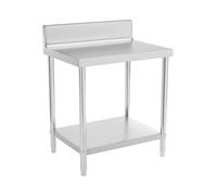 Royal Catering Mesa De Acero Inoxidable para Hostelería RCAT-80/60-N (Superficie de Trabajo de 80 x 60 cm, con antisalpique, Capacidad de Carga de 250 kg)