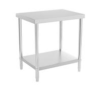 Royal Catering Mesa De Acero Inoxidable para Hostelería RCAT-80/60-NW (Superficie de Trabajo de 80 x 60 cm, 2 Niveles, Capacidad de Carga de 250 kg)