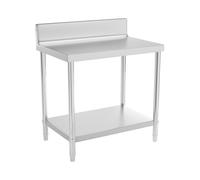 Royal Catering Mesa De Acero Inoxidable Para Hostelería RCAT-90/60-N (Superficie de trabajo de 90 x 60 cm, Con antisalpique, Capacidad de carga de 250 kg)
