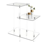 Mesa de acrílico | Mesa auxiliar multifunción para portátil con niveles | Mesa auxiliar transparente de niveles para dormitorio, salón, pasillo, terraza