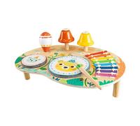 Mesa de actividad para niños pequeños - Estación de juego sensorial de madera natural | Juguetes de desarrollo para habilidades motoras finas de 2 a 4 años | Tabla de aprendizaje para que