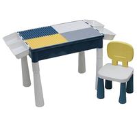 Mesa de actividades multifuncional con almacenamiento, superficie de escritorio reversible y juego de sillas. Compatible con varios bloques de construcción, incluido LEGO (61 x 42)