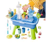 Mesa de agua para niños: centro de juego sensorial 4 en 1, fregadero de actividad con bomba de agua, mesa de experimentos con agua corriente Juguetes de jardín para niños, niñas, edades 4-8 Piscina