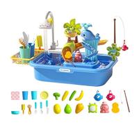 Mesa de Agua para niños, Fregadero eléctrico extraíble con Agua Corriente, Fregadero Educativo con Grifo Giratorio de 180° para niños, Parques, guarderías y Jardines. Azul con corrien